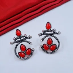 dangar enterprise Silver oxidised red erring studs Alloy Stud Earring-picture-12