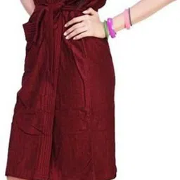 poorak Solid Maroon Free Size Bath Robe image 3