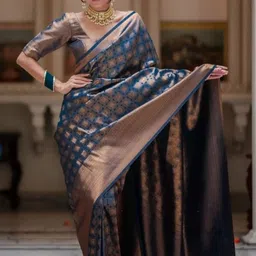 KK CREATION Woven Design Zari Art Silk Banarasi Saree-picture-20