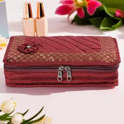 Kuber Industries Maroon Self Design Jewellery Organiser image 1