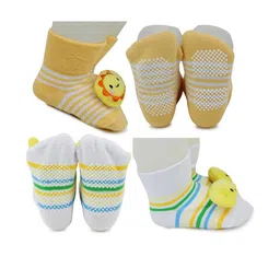 NESKA MODA 6 To 12 Months Baby Set Of 2 Pair Cotton Anti Slip Face Ankle Socks/ Booties image 3