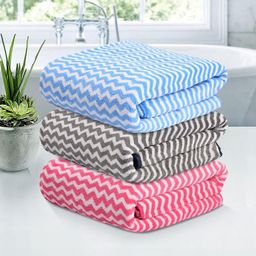 RUBOXA Pink & Grey 3 Pieces 270 GSM Microfiber Bath Towels-picture-38