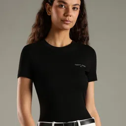 Tommy Hilfiger Round Neck Slim Fit Pure Cotton T-shirt-picture-41