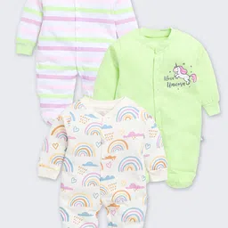 YK X Tinyo Infant Girls Pack of 3 Pure Cotton Sleepsuits-picture-13