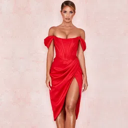 bebe Off-Shoulder Sheath Midi Dress image 1