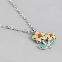 Carlton London Rhodium-Plated Floral Pendant with Chain image 3
