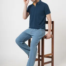 Stitch Hub Men Solid Polo Collar T-shirt image 3