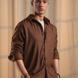 Metronaut Textured Spread Collar Long Sleeves Casual Shirt image 4