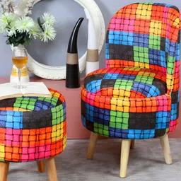 Shadowkart 2 Pieces Green & Red Printed Wooden Pouffes Ottomans-picture-35