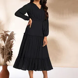 KALINI Puff Sleeve Chiffon Fit & Flare Maxi Dress image 4