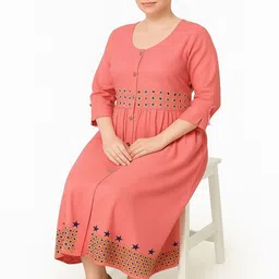 Silakaari Scoop Neck Shirt Midi Dress image 4