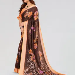 Moda Rapido Floral Printed Zari Saree image 3