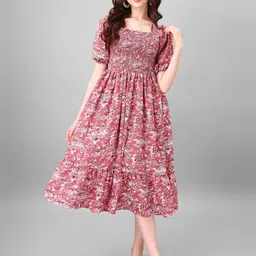 Raiyani Fashion Women Floral Printed Fit & Flare Midi Dress-image-80