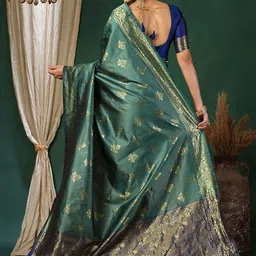 SANISA Ethnic Motifs Zari Silk Blend Handloom Saree image 3
