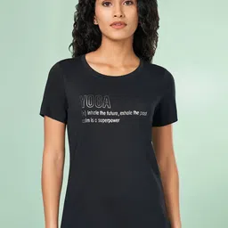 Ajile by Pantaloons Women Typography Printed Round Neck Cotton T-shirt-image-68