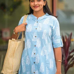 Anni Designer Ethnic Motifs Printed Mandarin Collar Roll-Up Straight Kurta with Palazzos image 2