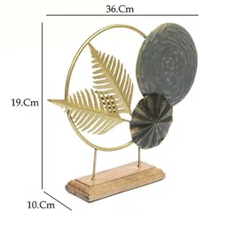 vedas Gold Toned & Grey Textured Leaf Curio Showpiece image 4