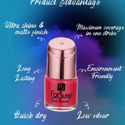 ForSure Set Of 2 Quick Dry Nail Paint 8ml Each - Sparkle Gold 104 - Perfection Red 106 image 4
