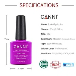 CANNI Gel Color System Coat Color Soak-Off UV & LED Nail Polish 7.3 ml-Pure White 023 image 5
