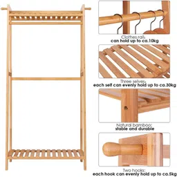 ada handicraft Wood Floor Cloth Dryer Stand Multipurpose Coat Hanger Stand for Home With Rack for Storage & Clothes Stand image 3