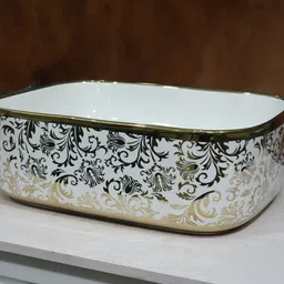 ceramica creations CERAMICA Premium Table Basin (L41 X W31.5 X H13.5Cm) HH 4003 GOLDEN TABLE TOP CERAMICA Premium Table Basin (L41 X W31.5 X H13.5Cm)HH 4003 GOLDEN TABLE TOP Table Top Basin image 3