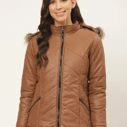 Deewa Women Brown Solid Parka Jacket image 1