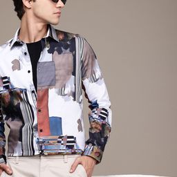 French Connection Slim Fit Opaque Abstract Printed Pure Cotton Casual Shirt-picture-18