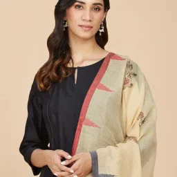 Fabindia Beige Cotton Floral Print Dupatta image 4