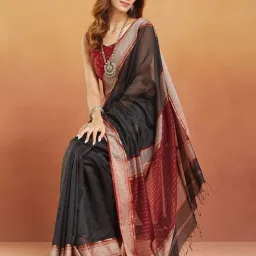 Fabindia Black Woven Pattern Saree image 4