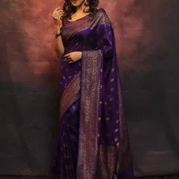 Sita Violet Silk Blend Woven Design Sarees image 3