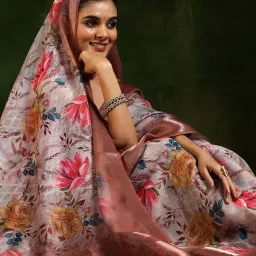 Libas Multicolored Silk Woven Saree With Unstitched Blouse Piece image 4