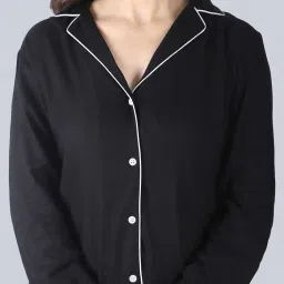 Pretty Loving Thing Black Rayon Solid Shirt & Pyjama Set image 4