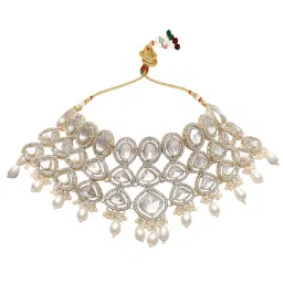 OOMPH Gold Kundan Ethnic Choker Necklace Set image 4