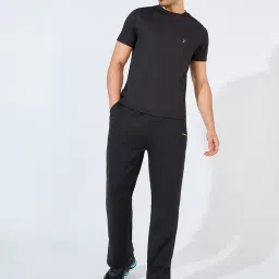 Styli Black Relaxed Fit Solid Scuba Pants image 4