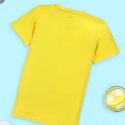 Kiddopanti Yellow Boys Cotton Round Neck Solid Tee image 2