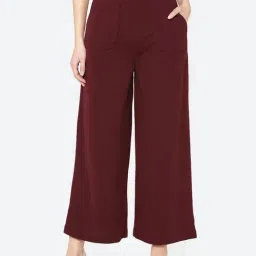 Carlton London Maroon Mid Rise Straight Fit Culottes-picture-19