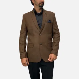 GARGIAN Master Cut Men Brown Solid Slim-Fit Single Breasted Suit-picture-23