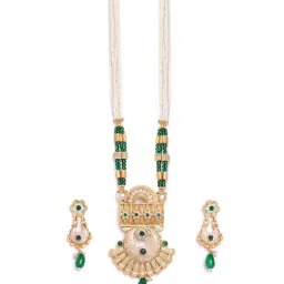 Panash Gold Plated Stone Studded & Beaded Jewellery Set image 4