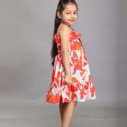 Biglilpeople Girls Orange Printed Dresses image 4