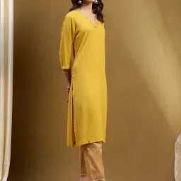Biba Mustard Straight Kurta image 4