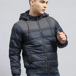 Monte Carlo Navy Blue Regular Fit Quilted Hooded Jacket image 4