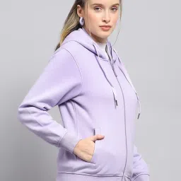 Monte Carlo Lavender Cotton Blend Solid Full Sleeve Sweatshirt image 4