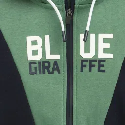Blue Giraffe Boys Green Color Block Full Sleeves 1 Sweatshirt image 4