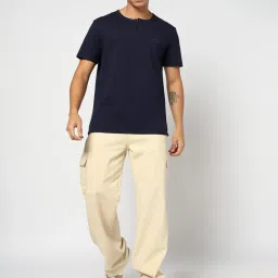 GAP Navy Blue Regular Fit Solid T-Shirt image 4