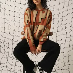 Hubberholme Brown & Beige Printed Sweater image 4