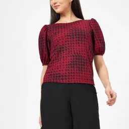Annabelle by Pantaloons Maroon Plaid Top image 4