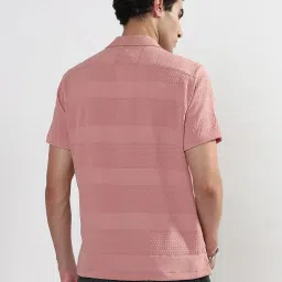 showoffff SHOWOFF Peach Relaxed Fit Self Design Shirt image 4