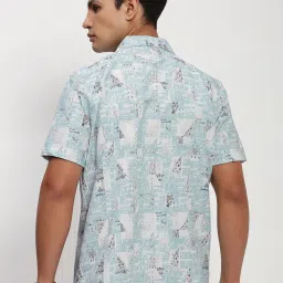 showoffff Showoff Blue Cotton Relaxed Fit Abstract Shirt image 4