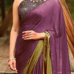 Saree Mall Purple Embellished Sarees With Unstitched Blouse image 4