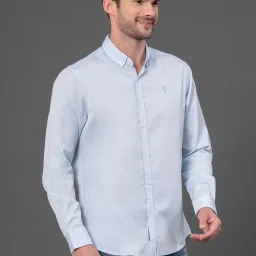 Red Tape Light Blue Regular Fit Self Pattern Shirt image 4